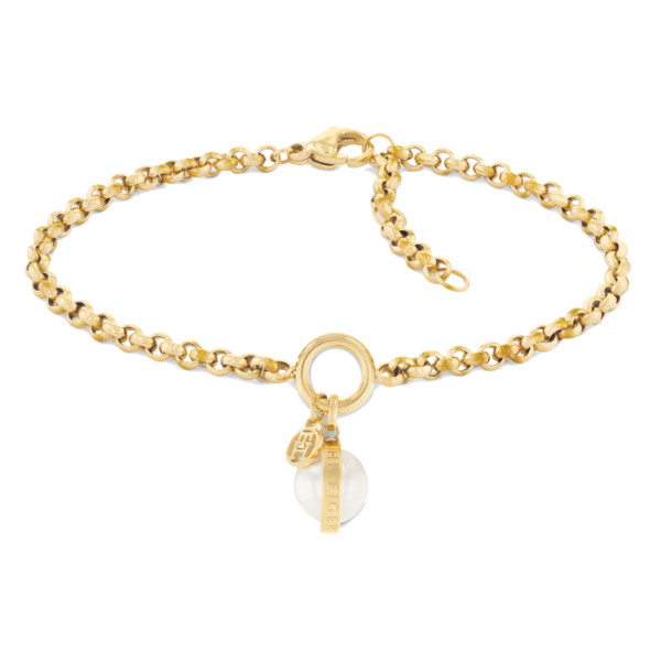 Pulseira Dourada Pendente Pérola