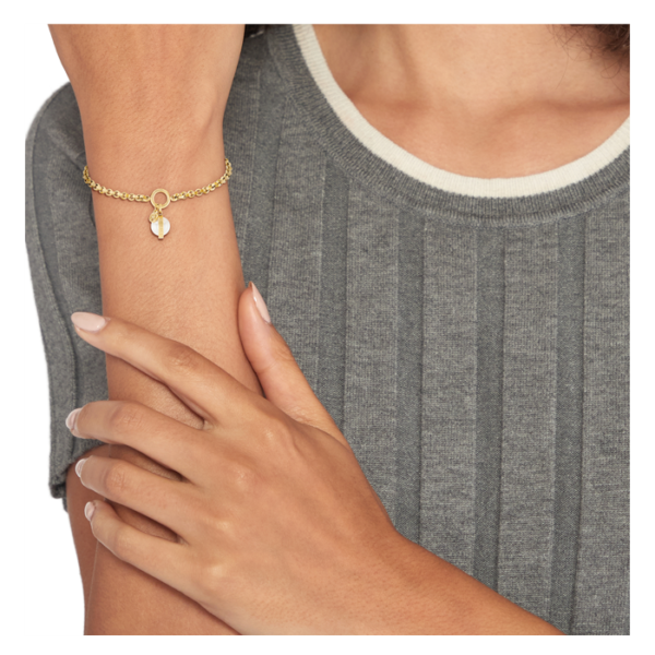 Pulseira Dourada Pendente Pérola