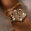 Pulseira Aço Malha Dourada