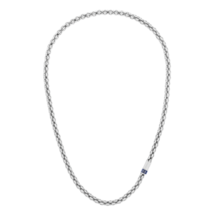 2790524 Colar Aço Malha Azul Fecho Magnético