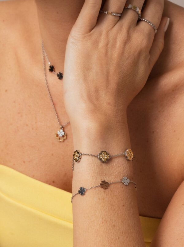 OJLFB04SG_1 Pulseira Lucky Flower Crystal