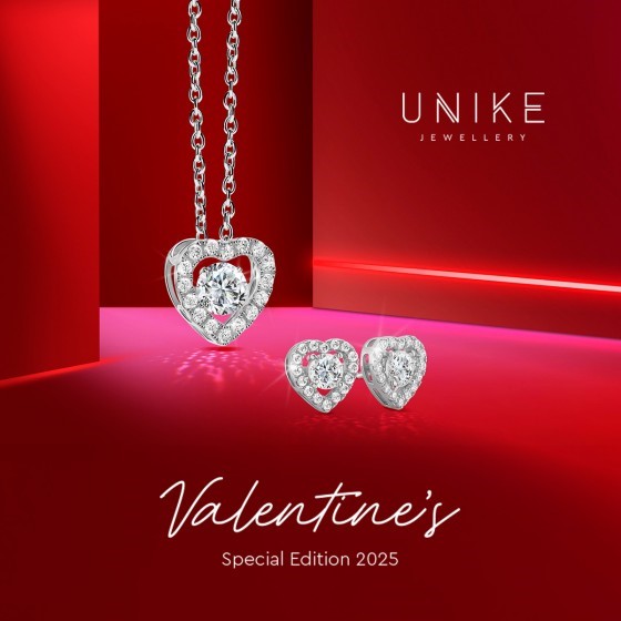 Brincos Unike Solitaire Heart Dia dos Namorados