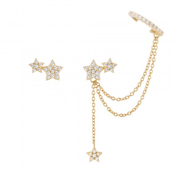 1709811260_4b02372166bc804fb34eec1ec2d0cbec Brincos Unike Matchy Star Chain and Earcuff Golden