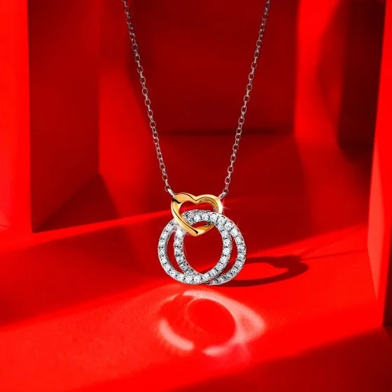 Colar Unike Double Circle Bicolor