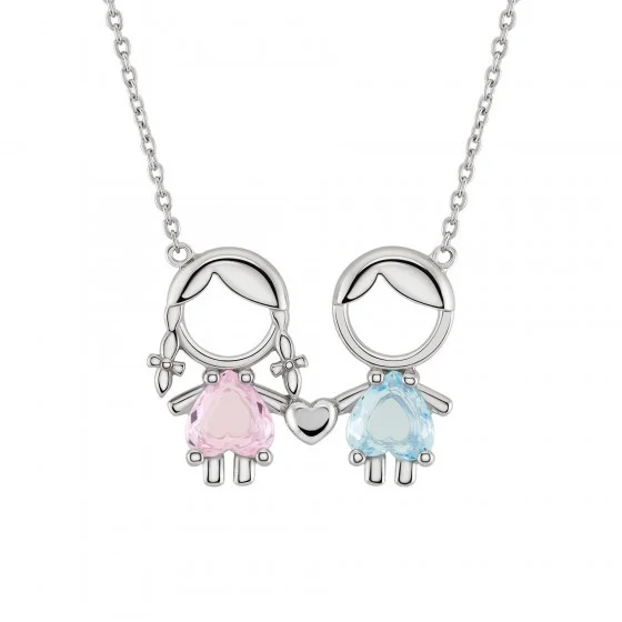Colar Unike Mum Girl Pink & Boy Blue