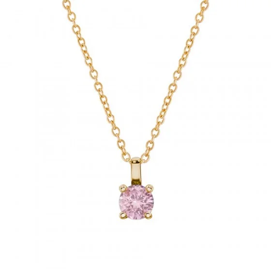Colar Unike Pink Solitaire Golden