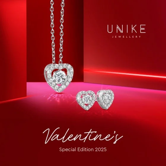 Brincos Unike Solitaire Heart Dia dos Namorados
