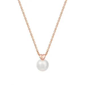 Colar Unike Love in Rose Heart & Pearl