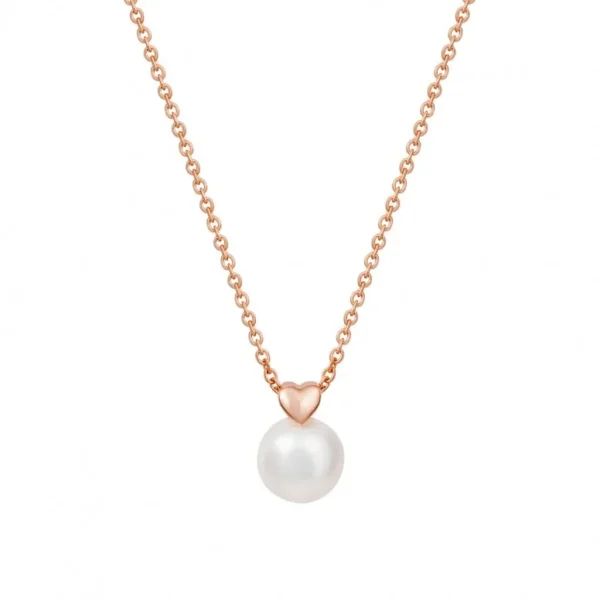 Colar Unike Love in Rose Heart & Pearl