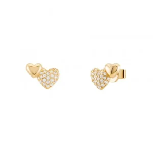 Brincos Unike Two Hearts Golden