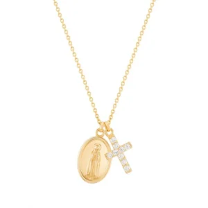 Colar Unike Hope Medalha Nossa Sra de Fátima & Cruz