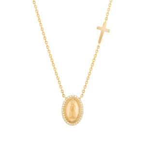 Colar Unike Hope Medalha Nossa Sra de Fátima & Cruz