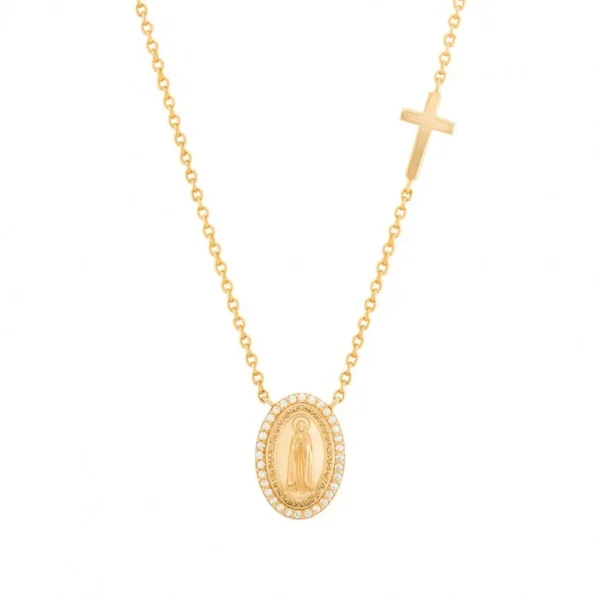 Colar Unike Hope Medalha Nossa Sra de Fátima & Cruz