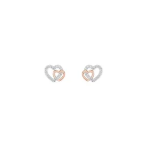 Brincos Classy Two Hearts Rose Gold
