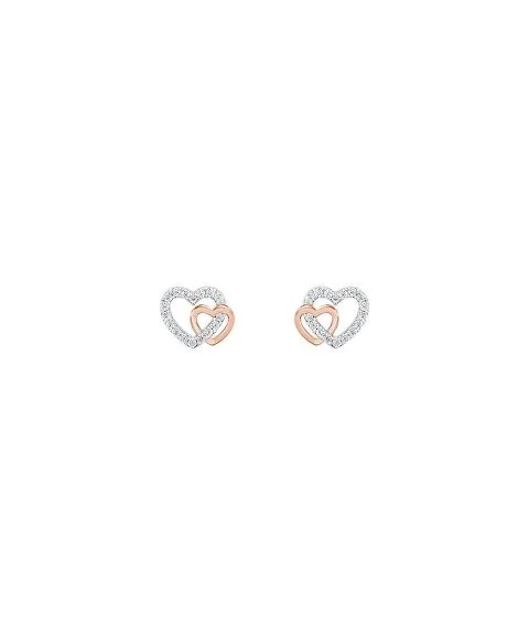 Brincos Classy Two Hearts Rose Gold