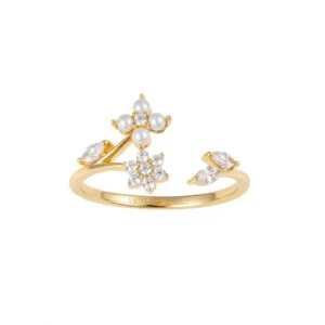 Anel Unike Classy Flores e Pérolas