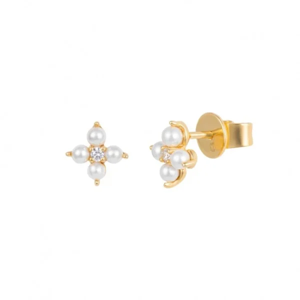 Brincos Unike Classy Flores e Pérolas