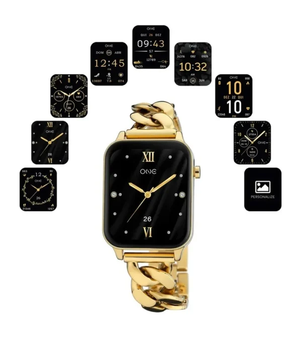Group668 Smartwatch One Frame Gold Links